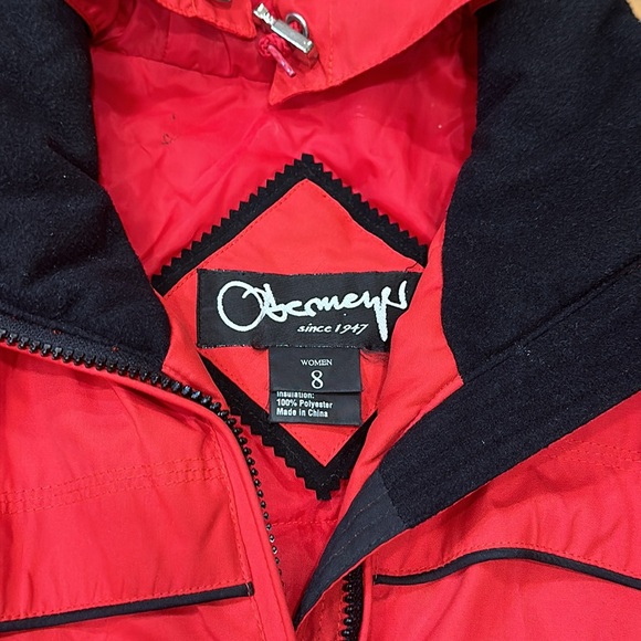 VTG Obermeyer Winter Coat Hidden Hood Jacket Red Black Womens 8 Petunia - Picture 11 of 14